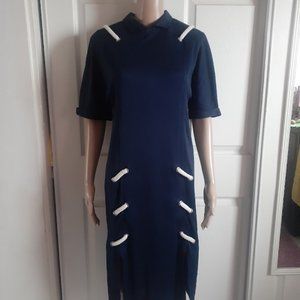 BEAUTIFUL COCKTAILBERNARD PERRIS  PARIS  NAVY BLUE MARINE THEME DRESS SIZE US 12